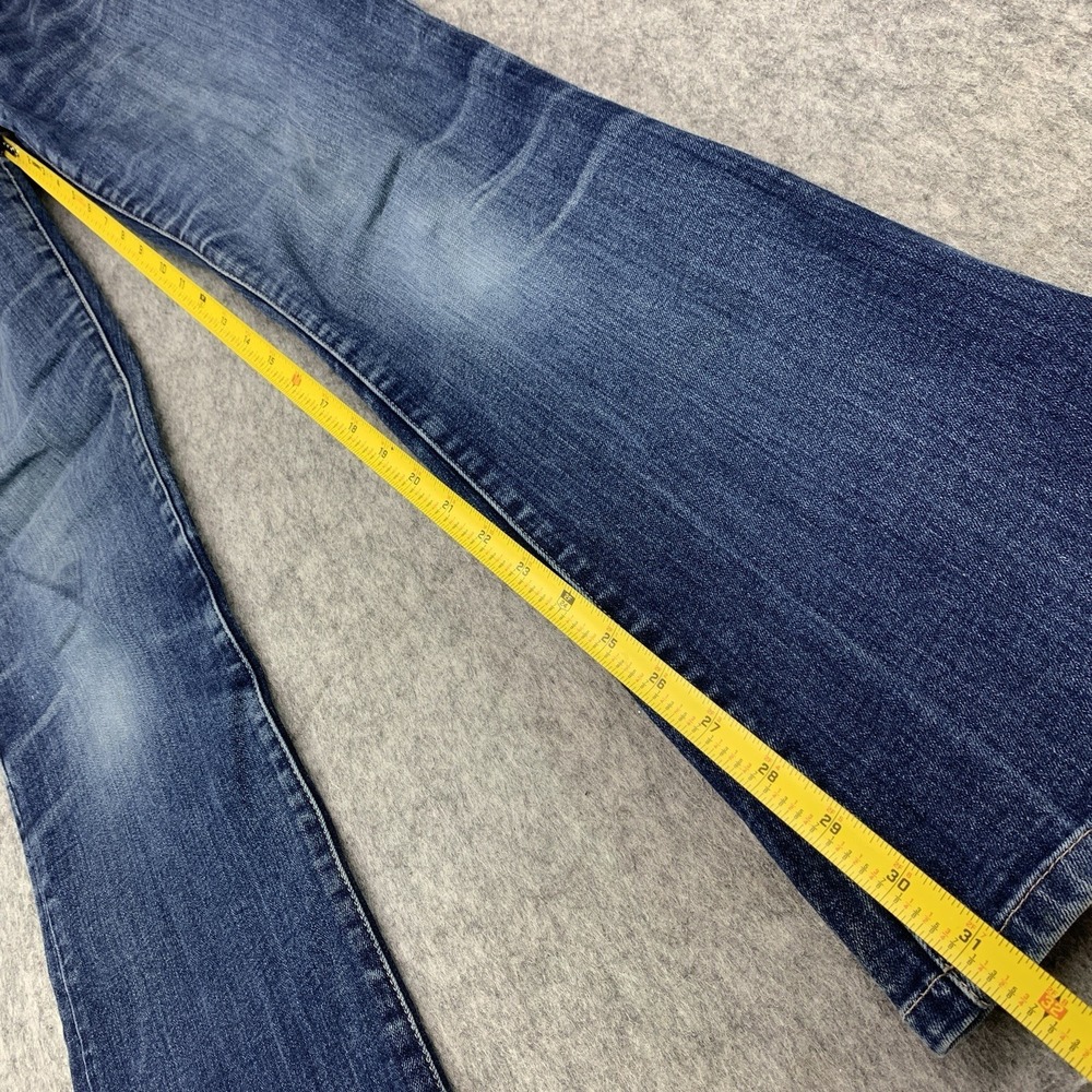 Bebe Women's Denim Blue Jeans Flare Mid Rise Size 28x31.5 - Picture 10 of 14